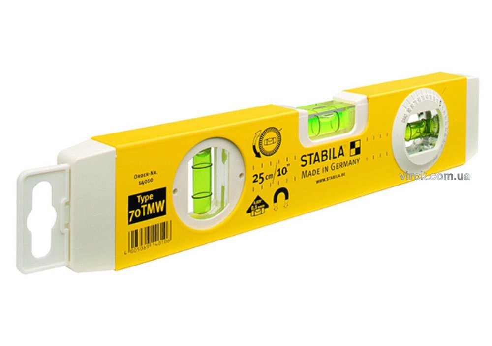 Рівень STABILA Type 70ТМW : L= 25 см, 3 капсули, магнітний, 1 обертова капсула ± 0,3° Одеса - фото 1