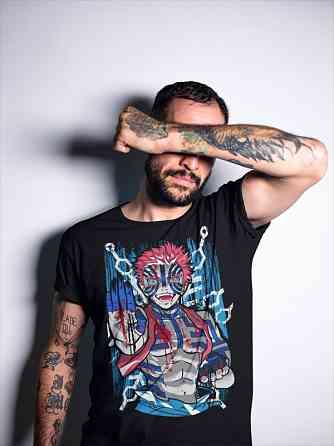 Футболка для хлопчика з аніме принтом Вбивця демонів оверсайз (зріст від 165 до 180) Чорний AnimeJ0124m Дніпро