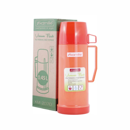 Термос 450мл скляна колба + пластикова чашка (синій,зелений,червоний) KAMILLE 2070 Житомир - фото 10