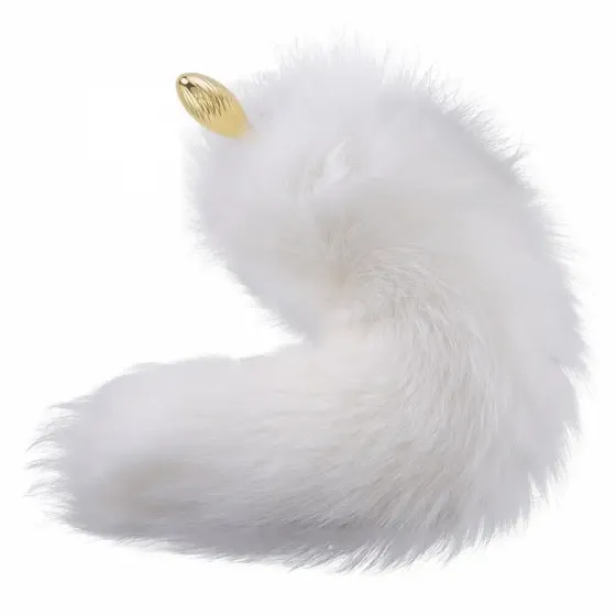 Металева анальна пробка Лисячий хвіст LOCKINK SEVANDA White Fox-Tail Anal Pear-shape Plug Львів