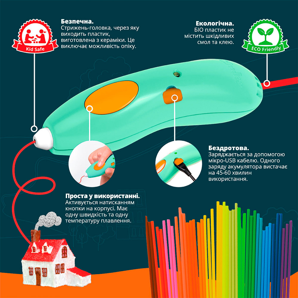 3D-ручка 3Doodler Start Plus для дитячої творчості базовий набір- КРЕАТИВ (72 стрижні) Дніпро - фото 7