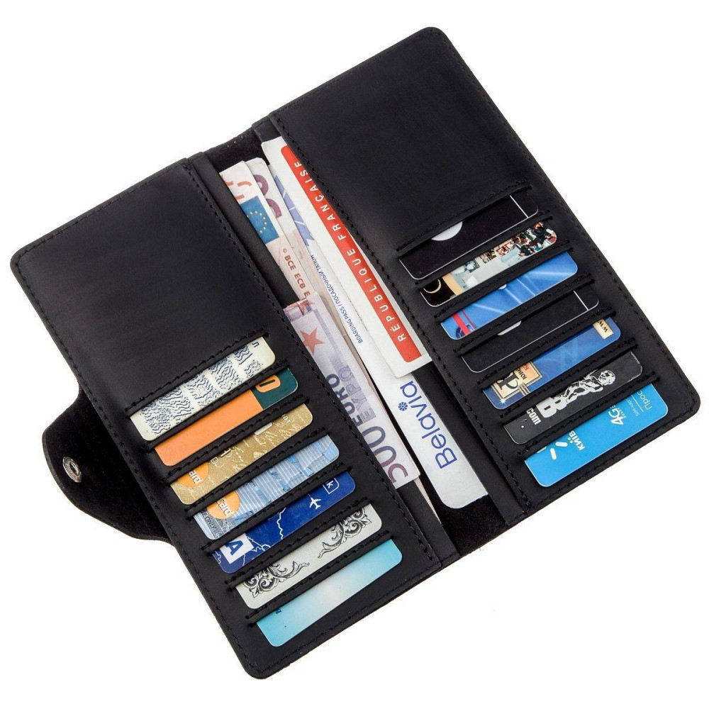 Гаманець чоловічий з вінтажної шкіри Чорний (SHVIGEL) Київ - фото 4