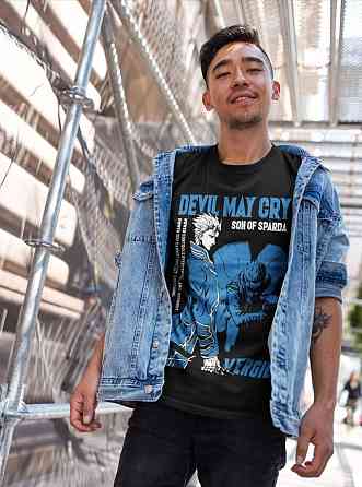 Футболка для хлопчика з аніме принтом Девіл Май Крй Віргіл оверсайз (зріст від 165 до 180) Чорний AnimeJ1203m Дніпро