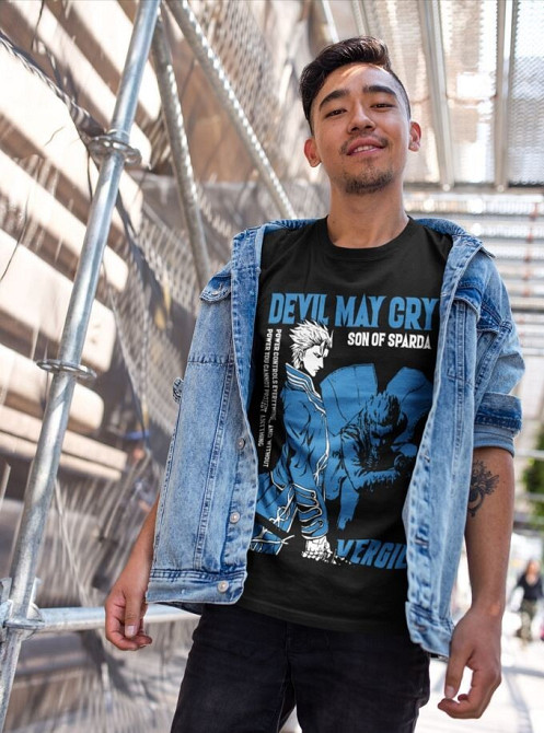 Футболка для хлопчика з аніме принтом Девіл Май Крй Віргіл оверсайз (зріст від 165 до 180) Чорний AnimeJ1203m Дніпро - фото 2