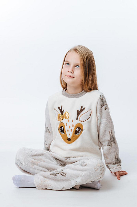 Піжама дитяча, тепла, бежева, топ 128 Крохатушка одяг Київ - фото 1