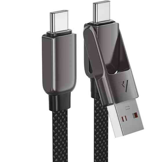Кабель USB 2.0 Type-C M-M + AM, 1.2м 60W zink alloy Black, C13-04 Acefast Вінниця