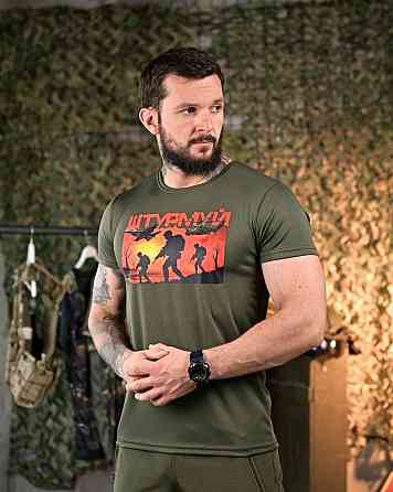 Тактична потовідвідна Футболка Штурмуй олива ПП7896 Одеса