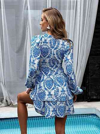 Жіноче стильне повсякденне літнє плаття софт принт Блакитний, 42/44 Одеса