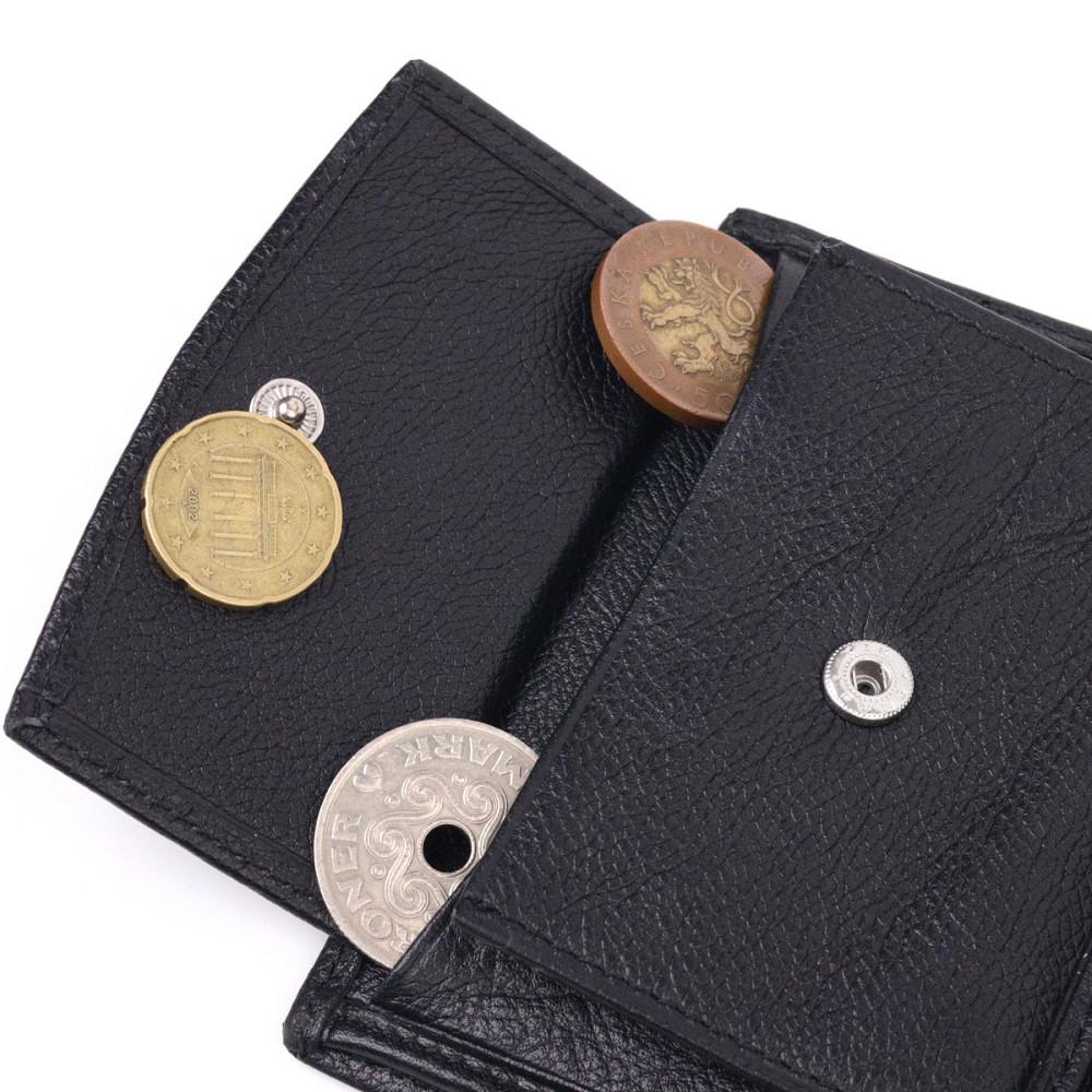 Вертикальный небольшой кожаный кошелек без застежки KARYA 21362 Черный Киев - изображение 5