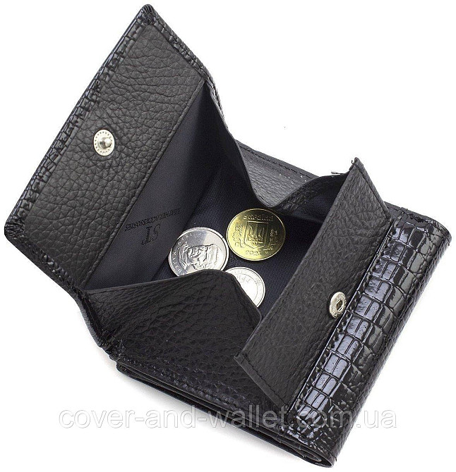 Красный лаковый женский кошелек маленького размера с монетницей ST AE 219 Черный Киев - изображение 3