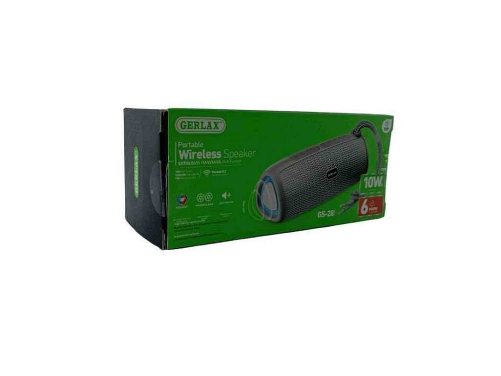 Портативная колонка GS-28, BT / USB / FM / AUX /microSD LED, 1200mAh TWS 13x13x17cm серая ТМ Gerlax Киев - изображение 1