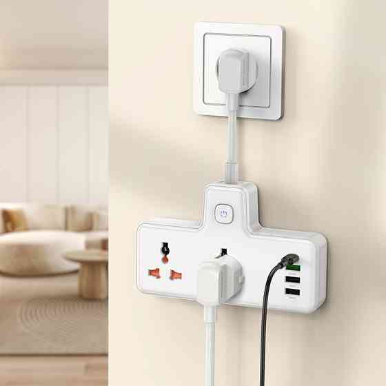 Мережевий подовжувач HOCO  AC12A Reise 2-position expansion socket(PD30W/1C3A) (8.5 cm) White Київ