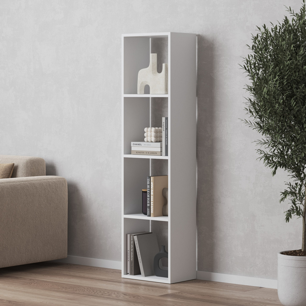 Стеллаж VAYS M-53, книжная полка на 4 ячейки, ЛДСП, 37×29×143 см - для дома, офиса, детской или гостиной Львов - изображение 1