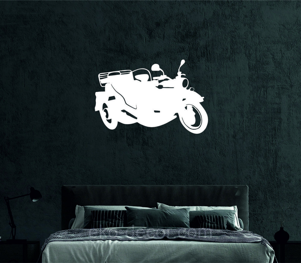 Декоративное настенное Панно «Мотоцыкл с коляской» Декор на стену 50*32 см, Белый Киев - изображение 4