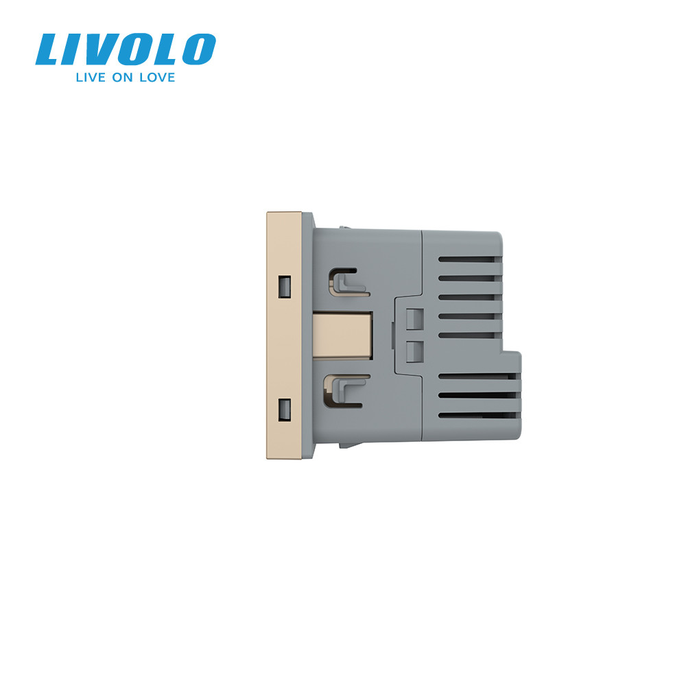 Електрична розетка LIVOLO з USB Type-C PD 18Вт, швидке заряджання iPhone, золота, 16А 230В, із заземленням, шторки, модуль (VL-FCTF16A.UC18W-2AP) Коломыя - изображение 4