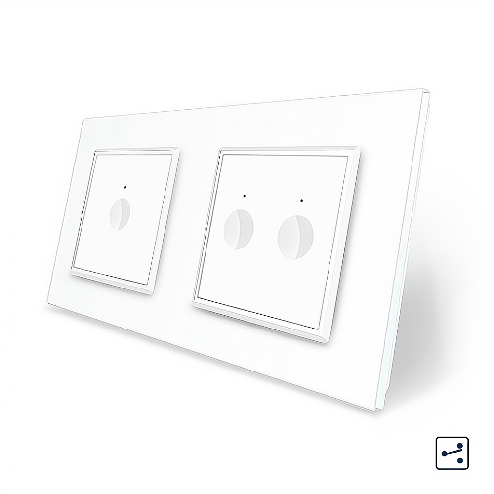 LIVOLO Сенсорний прохідний/перехресний вимикач Sense 3 сенсора (1-2) Livolo білий скло (VL-C7FC Коломия - фото 1