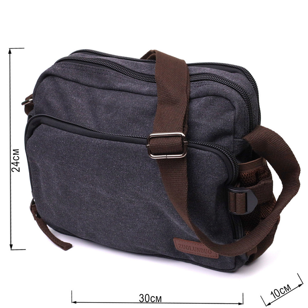 Мужская сумка мессенджер из плотного текстиля Черный (Vintage) Киев - изображение 7