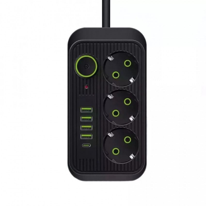 Сетевой фильтр-удлинитель 3 розетки 4USB и Type-C Port 6m Black Вінниця - фото 1