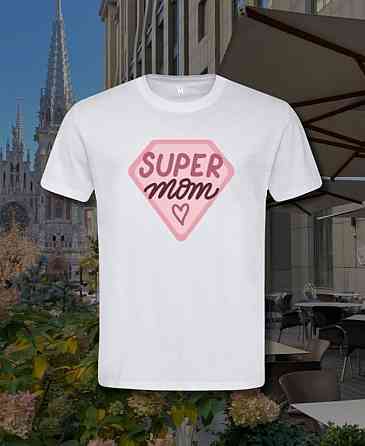 Футболка Super Mom | Футболка для мамы ко Дню матери | Подарок маме |  День матери S, Красный Черновцы