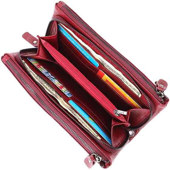 Шкіряний гаманець на три відділення Бордовий (ST Leather) Київ