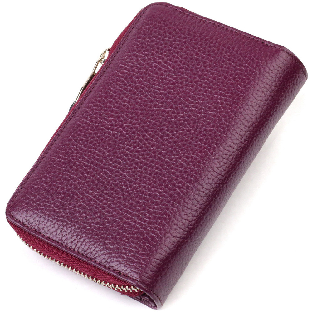 Яскраве жіноче портмоне середнього розміру з натуральної зернистої шкіри CANPELLINI 21909 Бузкове Київ - фото 9