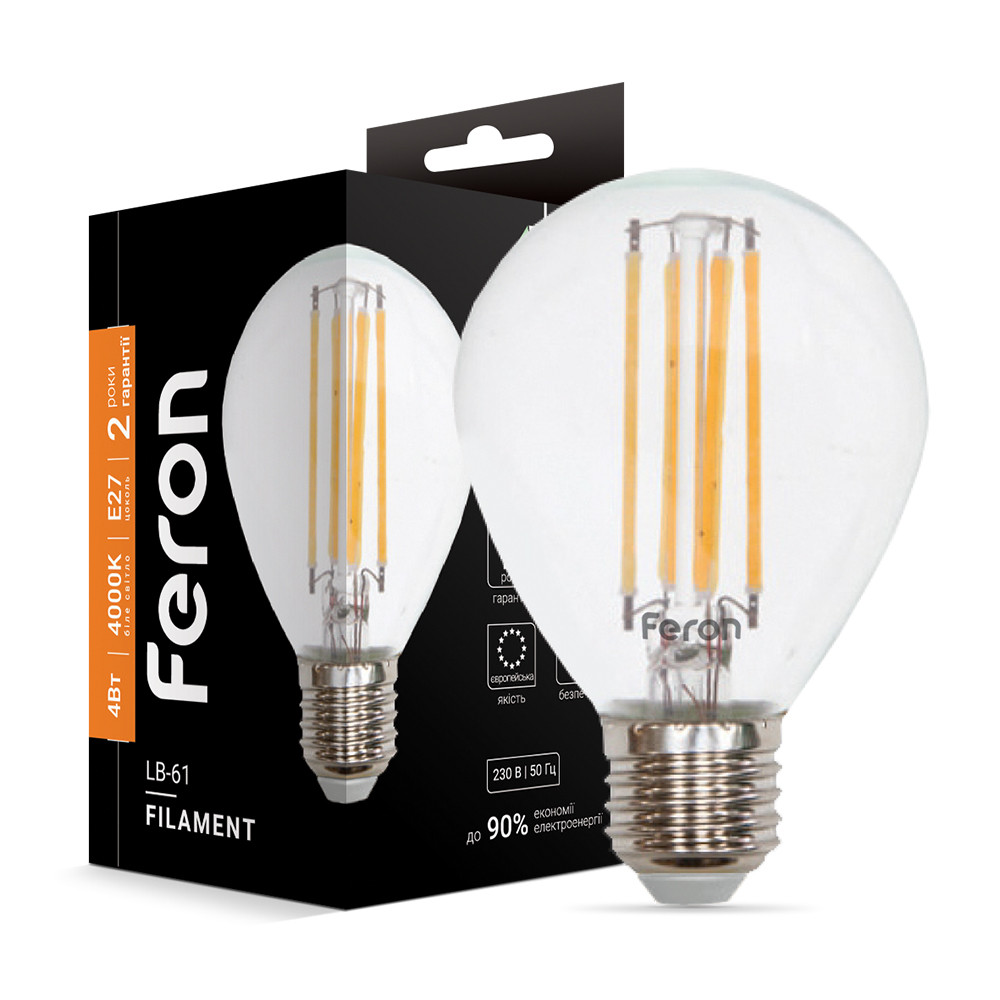 Світлодіодна лампа Feron Filament LB-61 4Вт E27 4000K Харків - фото 1