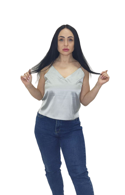 Шовкова майка на тонких бретельках Сірій 3XL/4XL Харків - фото 7