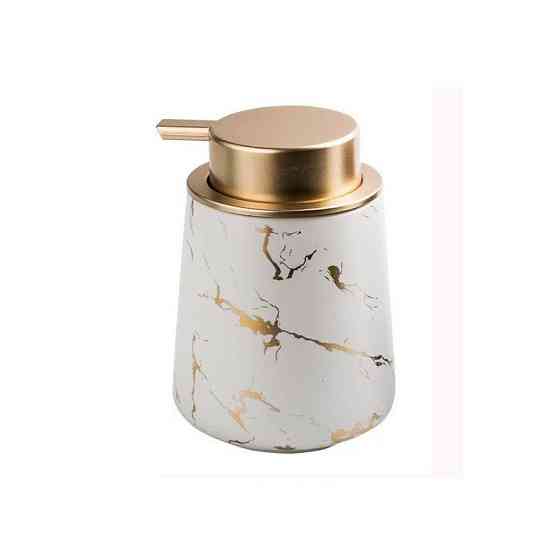 Дозатор для рідкого мила, миючих засобів керамічний 400 мл, для ванної та кухні Білий Кам'янець-Подільський