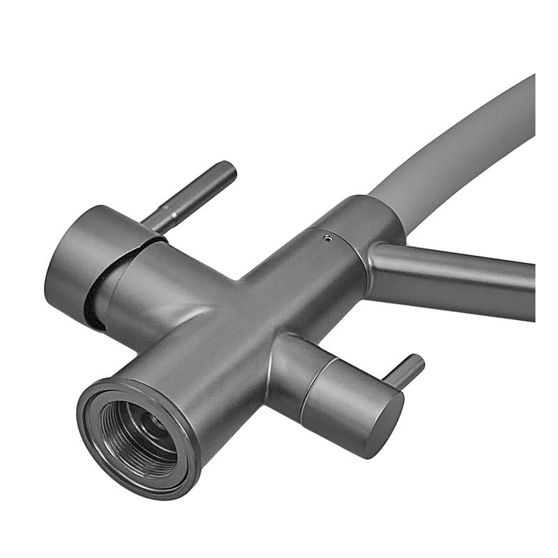 Змішувач для кухні з силіконовим виливом Zerix FUL-021 Graphite Refl.Gray з нержавіючої сталі  SUS304 з виходом для питної води  ( Харків - фото 4