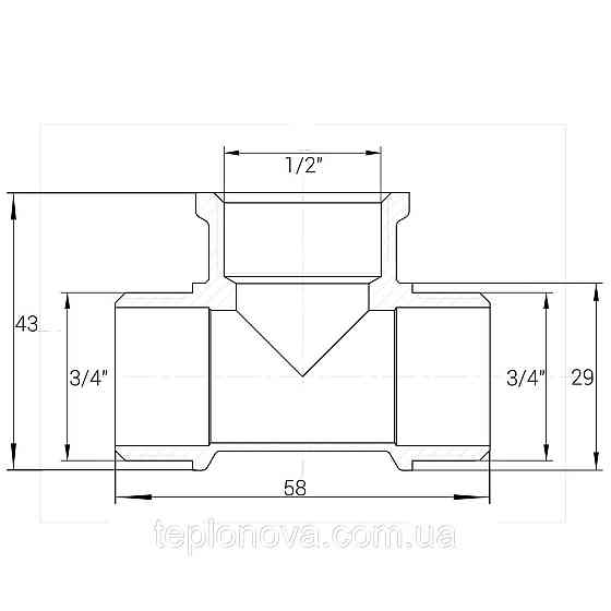 Трійник редукційний нікельований 3/4| НР х 1/2| ВР х 3/4| НР штампований A0224А(нк) VA Чернівці