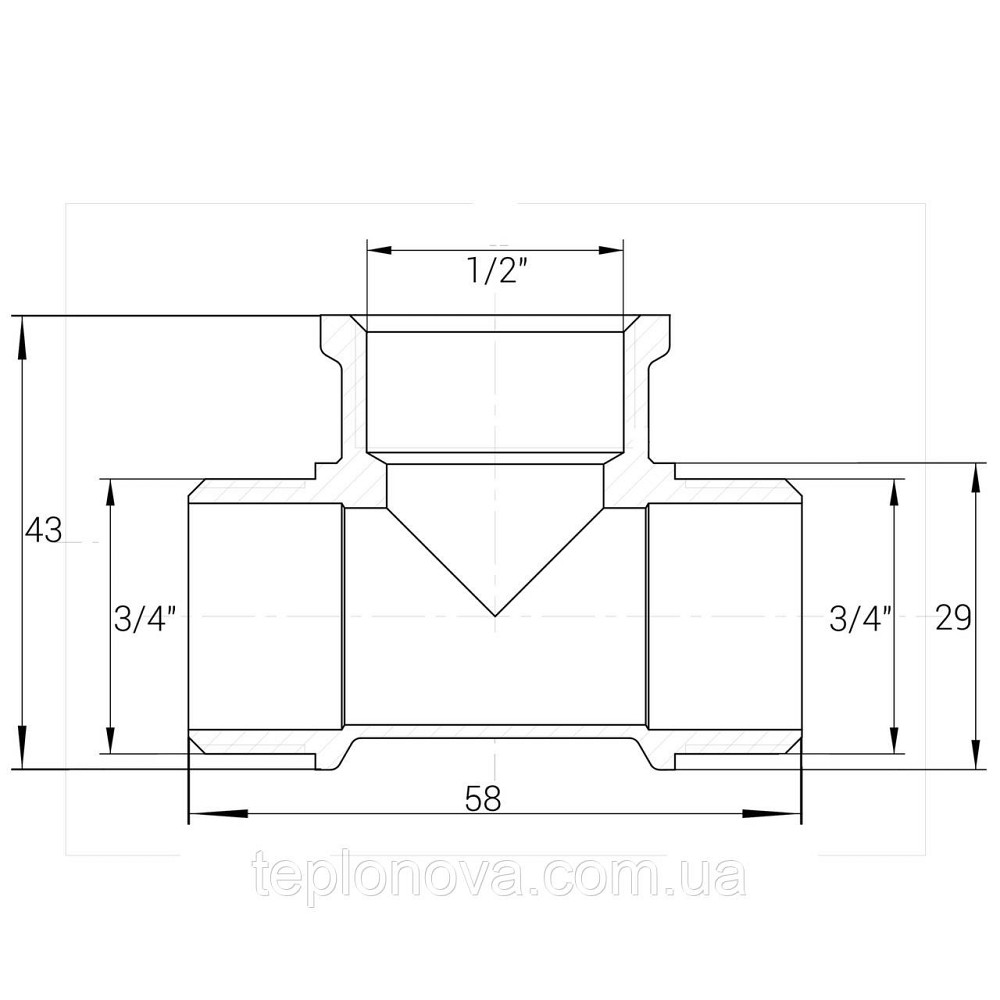 Трійник редукційний нікельований 3/4| НР х 1/2| ВР х 3/4| НР штампований A0224А(нк) VA Чернівці - фото 3