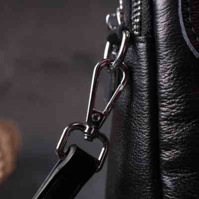 Сумка Vintage Вертикальная Для женщин на два отделения из натуральной кожи Черная (22399) Винница