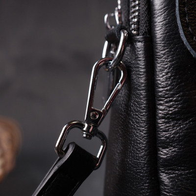 Сумка Vintage Вертикальная Для женщин на два отделения из натуральной кожи Черная (22399) Винница - изображение 3