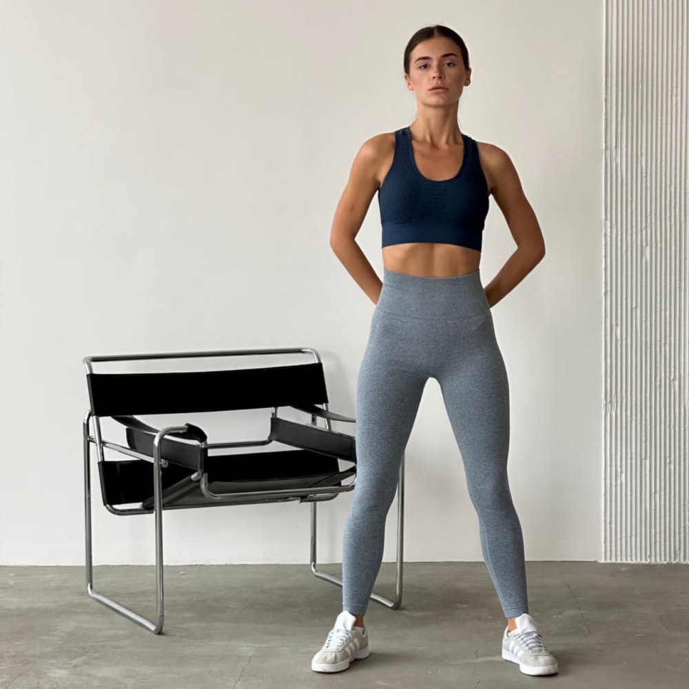 Жіночі лосини з ефектом пуш ап і високою посадкою, лосини push up сірі Одеса - фото 5