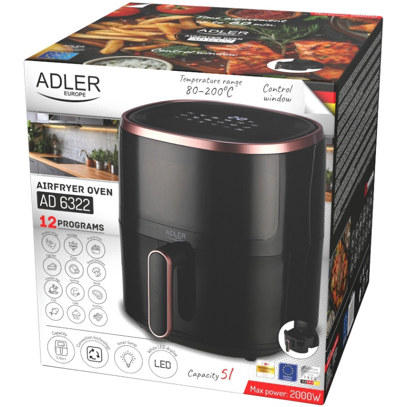 Мультипіч Adler AD 6322 2000Вт/чаша 5л/програм:12/сенсорне керування/таймер/чорна Вінниця - фото 8