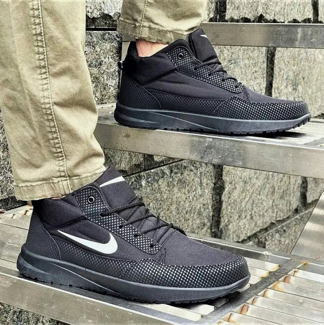 Високі Зимові Кросівки Nike Чоловічі на Хуху Чорні Найк (розміри: 41,42,43,44,45) Дніпро - фото 6
