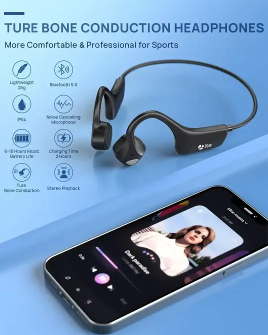 Беспроводные наушники с костной проводимостью Bluetooth 5.2, Open-Ear, до 8 часов, микрофон, IP54, 25 г, для спорта Киев - изображение 13