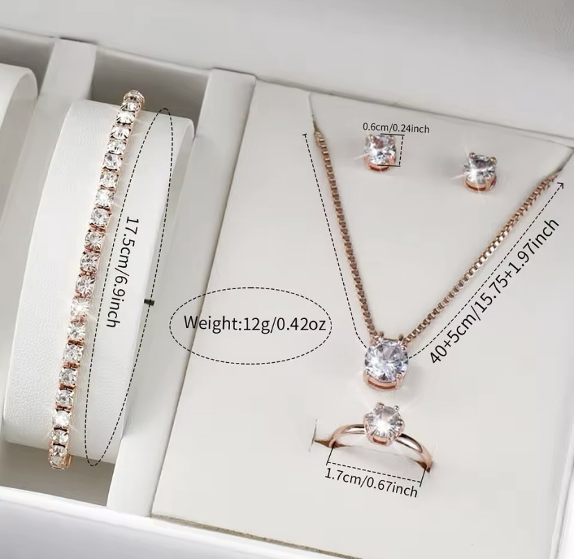 Подарочный набор для женщин сердца наручные часы браслет кольцо ожерелье серьги без коробки розовое золото Киев - изображение 6