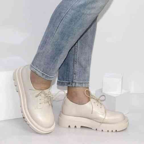 Жіночі Бежеві броги Туфлі Оксфорди Танкетка Сліпони Шкіряні Мокасини (розміри: 36,37,38,39,40,41) Дніпро