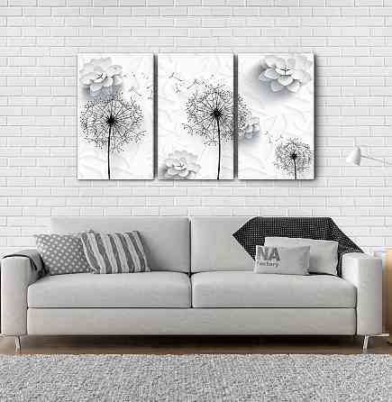 Модульная картина Цветы Абстракция (53x100см)  Аrt-74_3А Киев