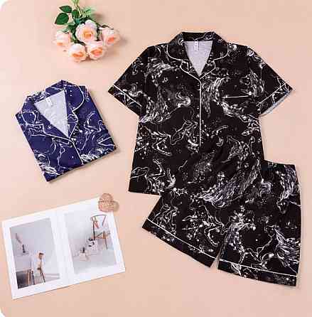 Женский домашний комплект двойка с принтом бамбук Черный, 44/46 Одесса