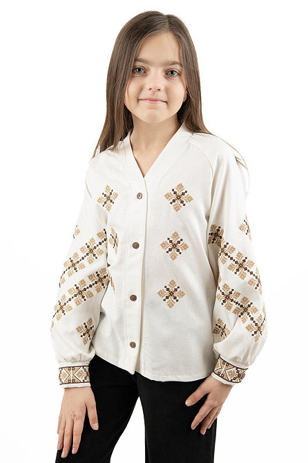 Вышиванка мужская,  льняная, молочная лен Юрма одяг, топ Киев - изображение 7