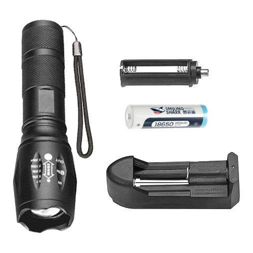 Алюмінієвий ліхтарик з фокусуванням XML-T6 18650 3xААА Smiling Shark A100 Київ - фото 5