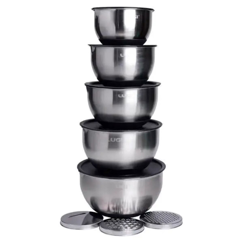 Набір мисок з нержавіючої сталі 5 штук з кришками і терками салатники з нержавійки 5/4/ 2.5/2/1.5 л LG-01/5PCS Коломыя - изображение 3