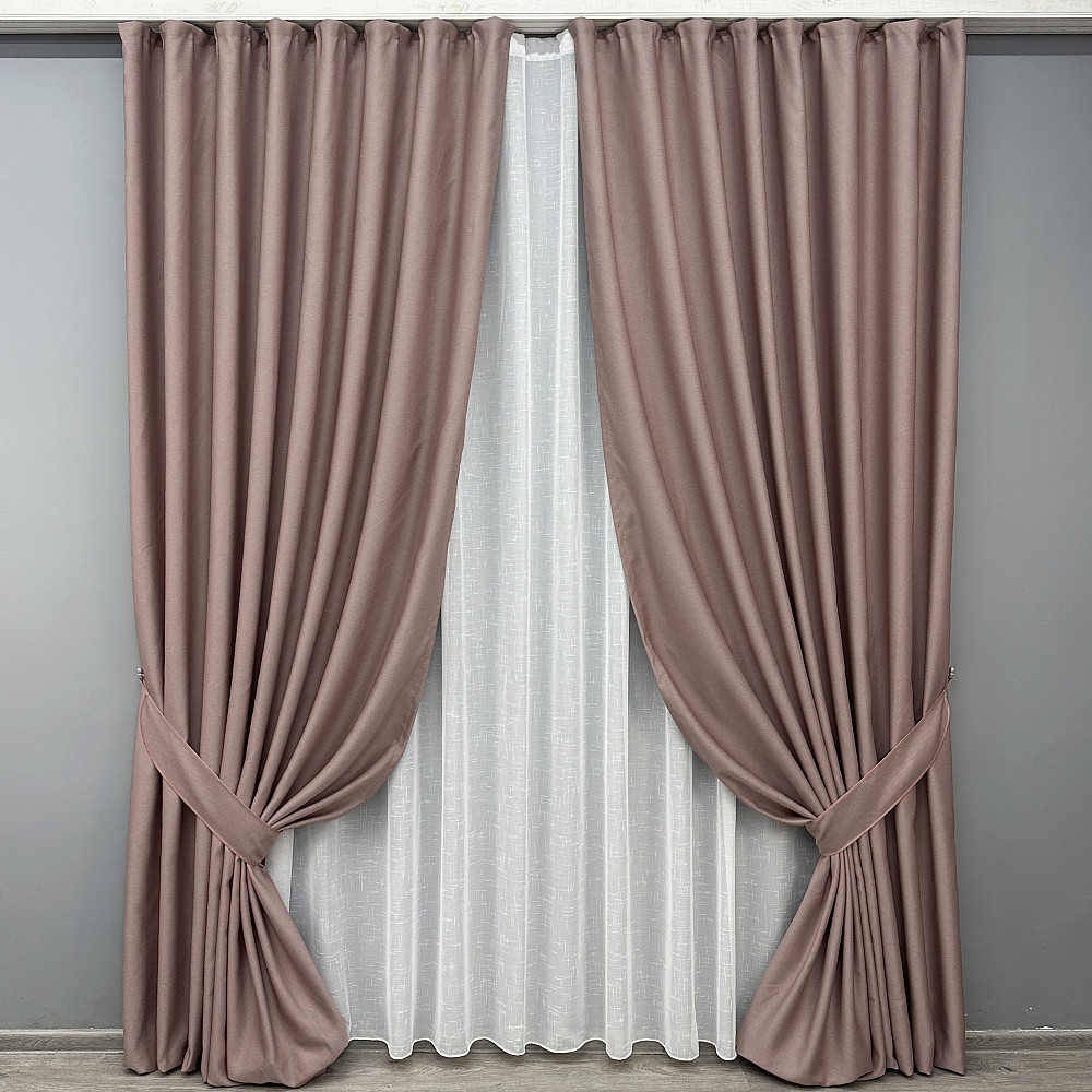 Комплект готовых штор VR-Textil Рогожка TERRA LUXE № 1863ш Пудровый 130х290 см 2 шт (39-0030) Киев - изображение 2