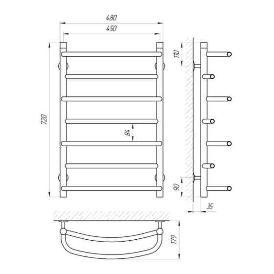 Водяна сушарка для рушників Laris Євромікс П7 450x700 Київ