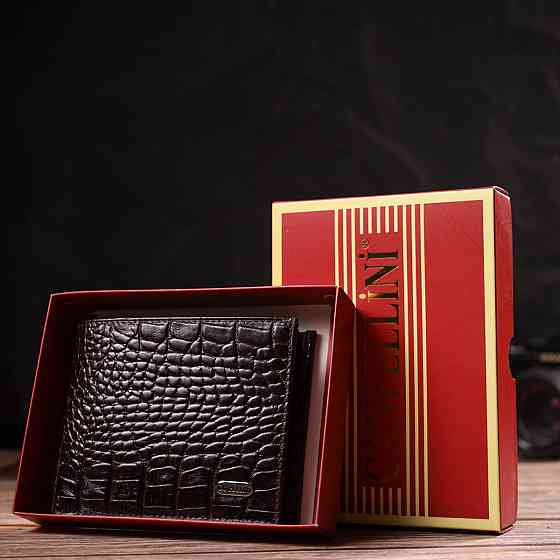 Містке чоловіче портмоне з натуральної шкіри з тисненням під крокодила (CANPELLINI) Київ