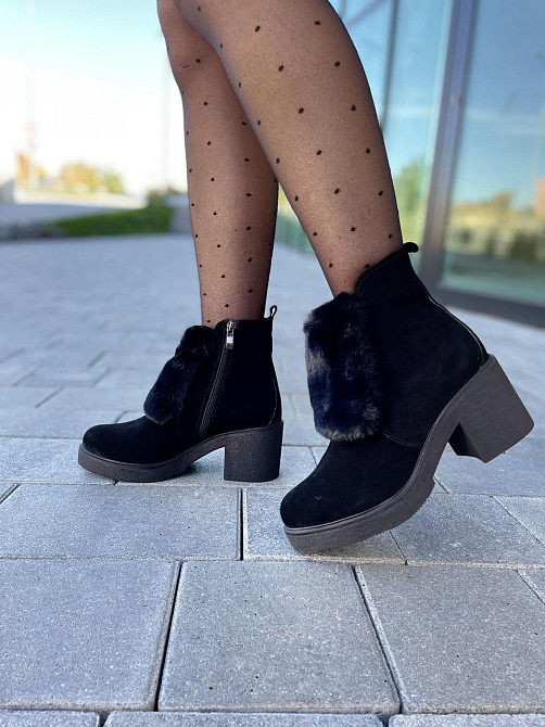 Женские черевики D and V черные натуральная замша зима высота 12см каблук 7см размер 37р.39р.40 Коломыя - изображение 10