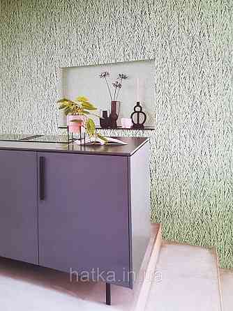 Шпалери вінілові на флізелін Rasch Composition 0,53х10 листя трава ялинка яскраво зелені, салатові чорні Київ