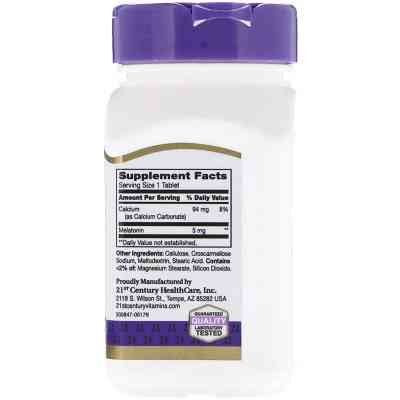 Амінокислота 21st Century Мелатонін, 5 мг, 120 таблеток (CEN-27087) Вінниця
